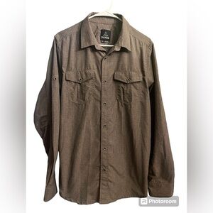 Prana Shirt Mens Medium Hiking Button Up Ascension Roll Tab Sleeves Performance